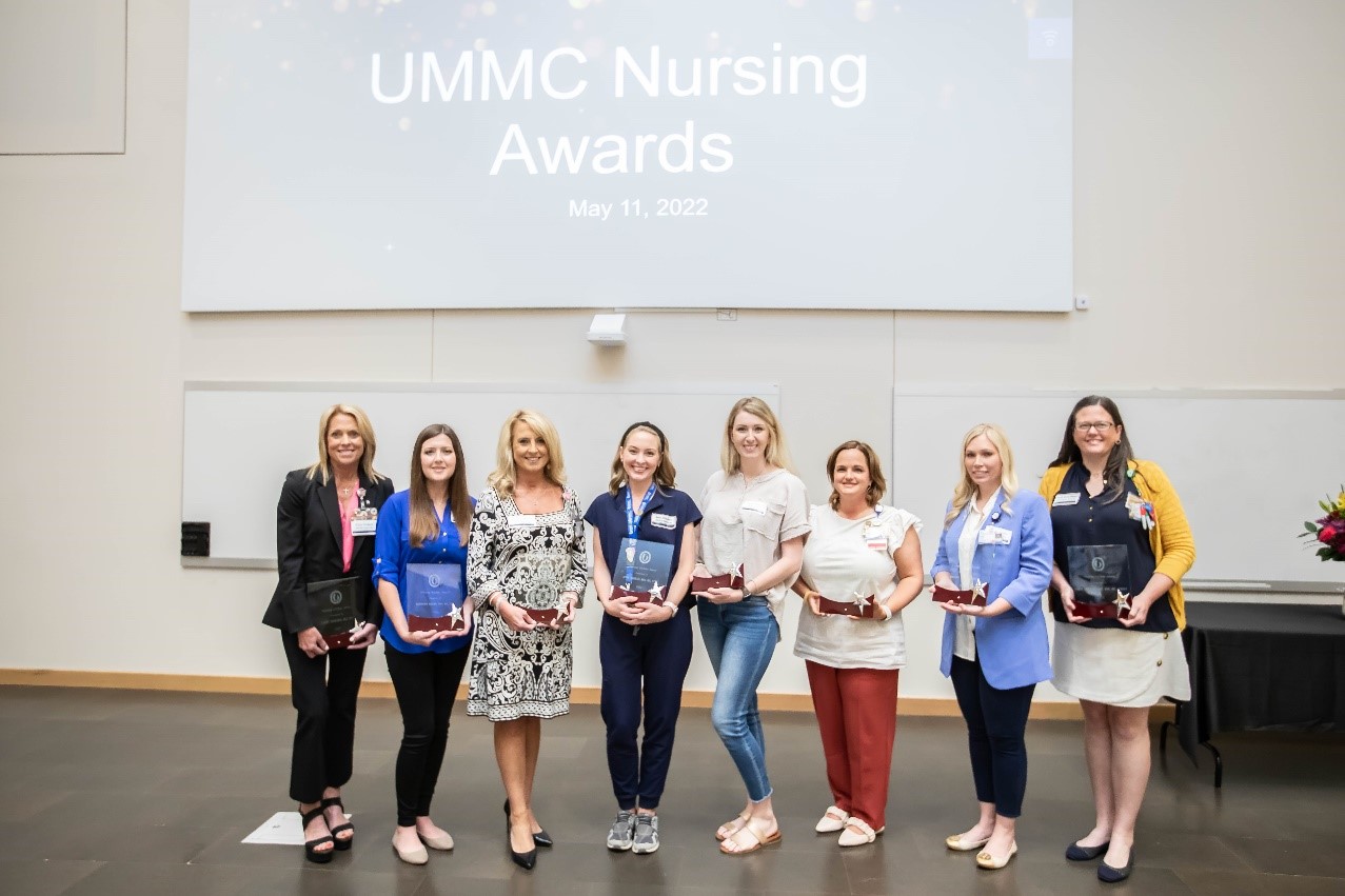 group picture of awardees at the UMMC Nursing Awards ceremony
